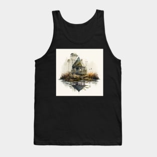 Swamp Lands Cabin Watercolor Tank Top